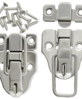Duckbilled Zinc Alloy Box Hasp Lock Set 2 Pack Toggle Latches With Padlock Hole Silver Plated Finish and screws