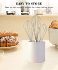 Go-To Stainless Steel Balloon Whisk Set In 8 Inch, 10 Inch, And 12 Inch Sizes in container on kitchen counter