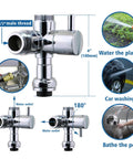 Commercial Wall Mount Sink Faucet With 8 Inch Adjustable Center, G1/2 Inch Inlet, chrome finish showing hose applications