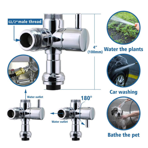 Commercial Wall Mount Sink Faucet With 8 Inch Adjustable Center, G1/2 Inch Inlet, chrome finish showing hose applications