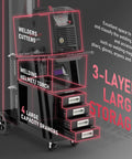 Heavy Duty Welding Cart With Four Drawers For MIG, TIG, And Plasma Cutter, Built Tough 360 Degree Rolling Trolley, Large Storage