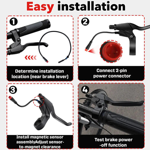 Magnetic Brake Sensor For Electric Bicycle Universal 2 Pin Cutoff Switch To Instantly Cut Power When You Brake For A Smooth Safer Stop Protects Battery Range And Makes Installing A Breeze For Most E Bikes