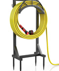Sturdy Metal Hose Holder And Freestanding Hose Storage Rack With Two Tool Hooks For Outdoor Yards Farms And Lawns Black Finish