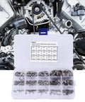 Pro Grade Stainless Steel E Clip Set With 300 Pcs Assortment, Covers M1.2 To M15 Retaining Rings Circlips visible in case