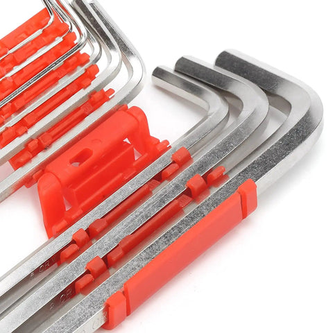 Heavy Duty Hex Key Set With Nine Durable Chrome Vanadium Wrenches Perfect For DIY Repairs And Home Workshop Jobs In All Sizes From Small To Large, red holder
