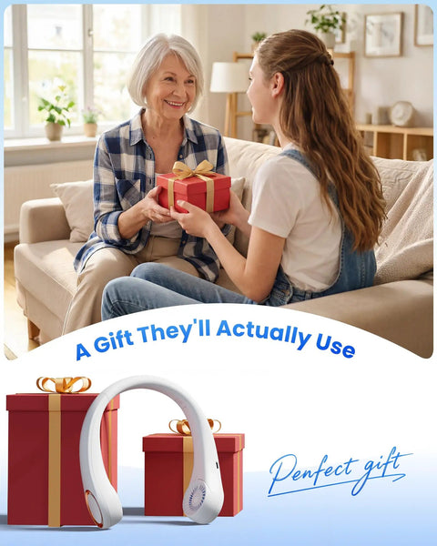 Hands Free Portable Neck Fan With 72 Air Vents Delivers 360 Degree Cooling Rechargeable Battery Lasts Up To 23.5 Hours gift scene