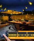 50ft Solar String Lights Outdoor With Remote Control S14 Bulbs Dimmable 3 Modes Waterproof Patio Setup