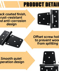 Product details of 8 Pack Heavy Duty Gate Hinges 3.5 Inch Black Iron For Barn Doors Fences Gates Screws Included featuring black finish and design elements