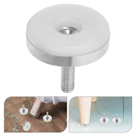 6Pcs Adjustable Furniture Leveling Feet For Tables And Wood Legs, Heavy Duty Iron And Plastic Construction With M8 Thread, Easy Install No Sweat Stability Boosters For Home And Office, Fits Most Furniture, white threaded foot