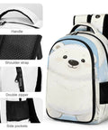 Waving Polar Cub Printed Unisex Backpack With Large Capacity Durable Polyester Daypack featuring handle, straps, and side pockets