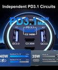 Straight Fire 300W Usb C Car Charger With Six Ports Smart Pd 3 1 Fast Charging Adapter showing PD3.1 circuitry and port specifications.
