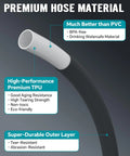 Garden hose 50 ft with white inner tube and textured black TPU outer layer