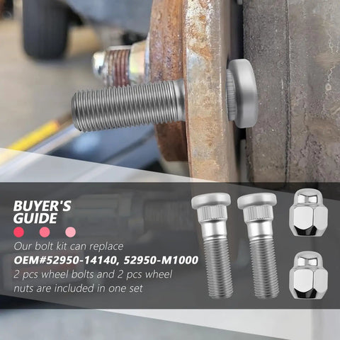 Two Sets Wheel Studs And Lug Nuts Replacement Kit M12x1.5 For Hyundai And Kia Cars installation guide image