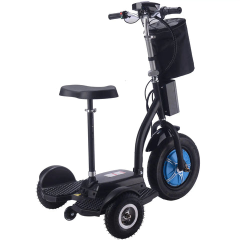 Electric Mobility Trike 48V 750W Lithium Three Wheel Scooter For Standing Or Sitting Rides, Black Personal Transporter Built For Events, Security, Warehouses And Your Go To Ride.