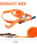 Heavy Duty Ratchet Tie Down Straps 1 Inch Wide By 20 Feet Long Orange Cargo Straps With 2200 Lbs Working Load Limit One Piece