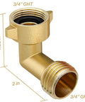 90 Degree Garden Hose Elbow Adapter 2 Pack Quick Connect Brass Fittings For Hose Male To Female Hassle Free Setup Works With Pressure Regulators Durable Solid Brass, 3/4 in GHT