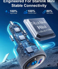 Starlink Mini Car Adapter With 60W Power Converter And Dual USB Ports For 12 To 24 Volt Vehicle Sockets featuring a dedicated chip for stable connectivity.