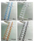 Heavy Duty Electric Pull Down Attic Stairs Folding Loft Ladder Telescopic Ceiling Access in blue, white, orange, and black colors.