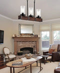 Dark Brown Farmhouse Kitchen Island Light Fixtures With 3 Light Over Table Black Barn Wood Island Lighting in living room