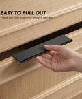 Hand using Matte Black 5 Inch Finger Edge Cabinet Pulls 10 Pack for Kitchen Cabinets and Dresser Drawers, 128mm Hole Center