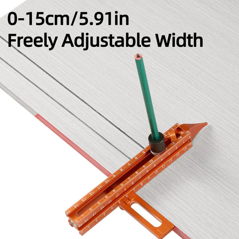 Four Sided Magnetic Layout Scriber With Laser Etched Scale For Straight On Measuring In Woodworking and DIY Carpentry Builds, adjustable width