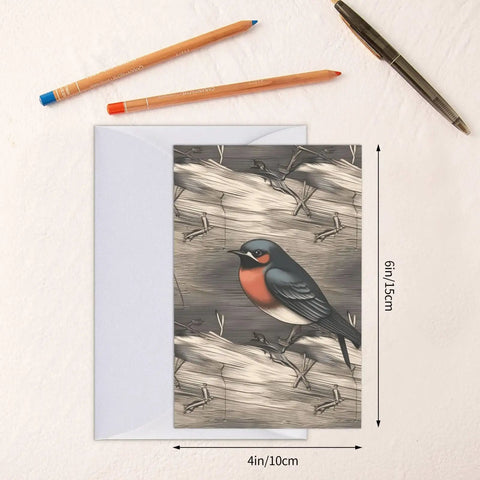 Blank 4x6 Greetings Card With Envelopes Featuring Graphite Barn Swallow Artwork Thank You Notes For All Occasions On White 15pt Card Stock With Subtle Glitter Accents Great For Christmas Holidays Birthdays Graduations Anniversaries
