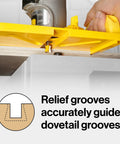 Grid Router Guide Kit for Dovetail Track Systems in use showing self-indexing design for precision woodworking.