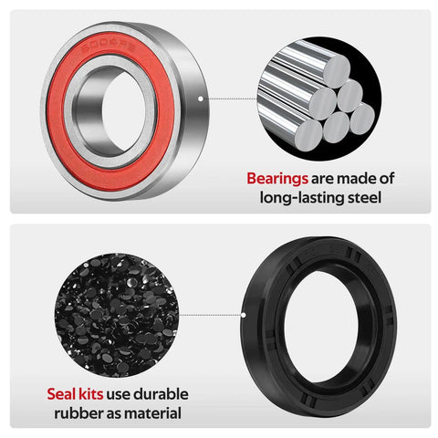 Image showing steel wheel hub bearings and rubber seal kits for Honda ATV Recon Rancher TRX 200 250 1990s to 2022 2x4.