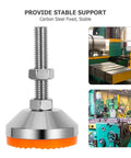 Top Notch Heavy Duty Adjustable Machine Levelers With Carbon Steel Caps And Grippy Rubber Bases For A Rock Solid Setup On Drill Presses And Lathes Pack Of Four with rubber base and threaded steel.