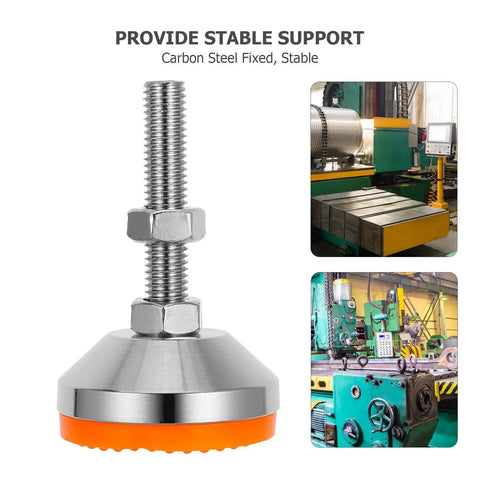 Top Notch Heavy Duty Adjustable Machine Levelers With Carbon Steel Caps And Grippy Rubber Bases For A Rock Solid Setup On Drill Presses And Lathes Pack Of Four with rubber base and threaded steel.
