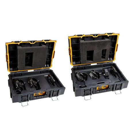 Open cases of Press Kit Tool Set With Rings And Jaw For Half To Two Inch Carbon Steel Pipe Black Iron Pipe Durable Pressing Tools