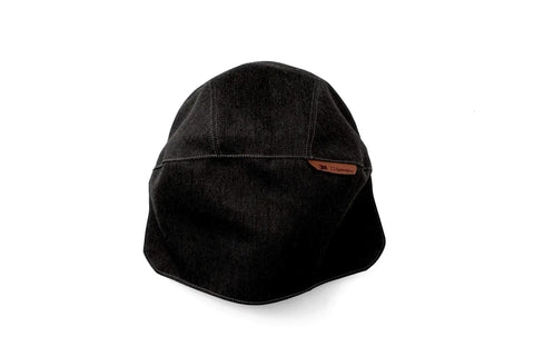 Large Flame Retardant Fabric Head Cover For Welding Helmets G5-01 Compatible, black, flame-resistant material, rear view