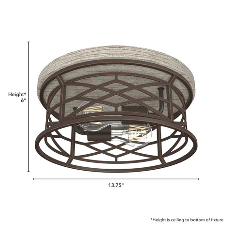 Round Rustic Flush Mount Ceiling Light In Onyx Bengal Finish Dimmable And Medium Size For Bedrooms Kitchens Foyers Bathrooms