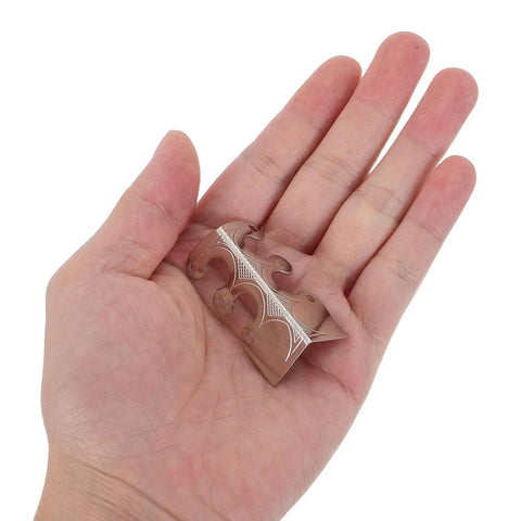 Hand holding a Heavy Duty Metal Corner Protectors Set for Jewelry Boxes Tables and Trunks, vintage alloy, easy install.