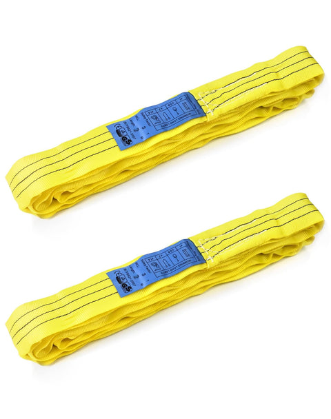 Endless Round Sling Set For Rigging And Towing, Beefy Yet Flexible Heavy Duty Polyester Lifting Slings, 6 Foot Length, 3 Ton Capacity 6600 Lb Each Pack Of 2