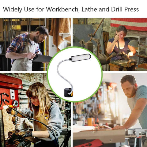 Bright LED Sewing Machine Light With 30 LEDs And 6W Power, Flexible Gooseneck Work Lamp For Your Workbench Lathe And Drill Press, Daylight White, Magnetic Mount, Black Finish