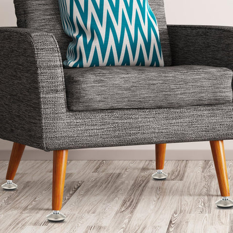 Heavy Duty Adjustable Swivel Leveling Feet For Furniture With Thick Anti Scratch Bumpers And Rock Solid Grip No Hassle Setup on a chair.