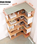 Rustic Corner Bookshelf With Five To Seven Tiers Narrow Display Stand for Bedroom and Living Room Stylish Corner Bookcase