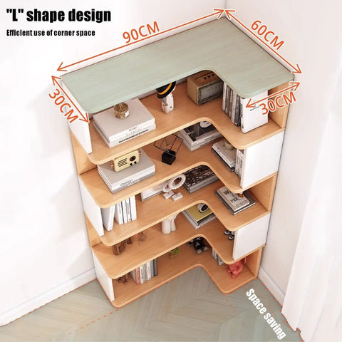 Rustic Corner Bookshelf With Five To Seven Tiers Narrow Display Stand for Bedroom and Living Room Stylish Corner Bookcase