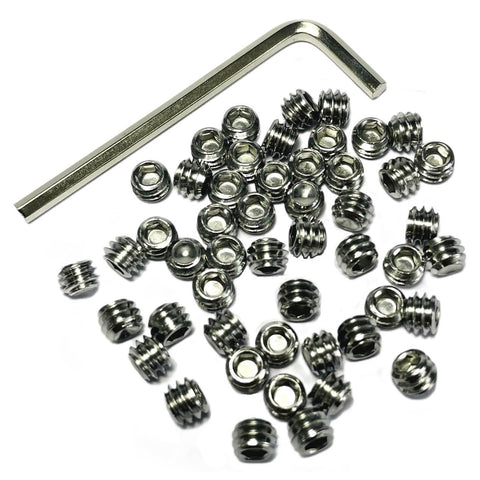 50 Piece Set Screws One Quarter Twenty By Three Sixteenths Inch 304 Stainless Steel Allen Head Hex Socket Grub Screws With Allen Wrench