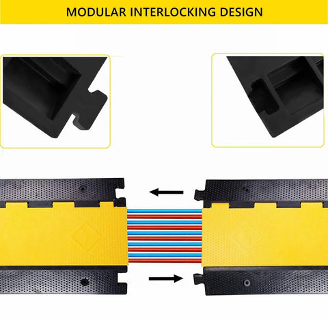 Tough As Nails Rubber Cable Protector Ramp Five Channel Wire Cover 36 Inches Long 22000 Lbs Load Capacity Indoor Outdoor Floor Safety And Clutter Free Cord Routing Mat