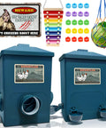 Automatic Chicken Feeder And Cup Waterer Set For Backyard Flocks No Waste Poultry Design with dual hoppers and cup waterers.