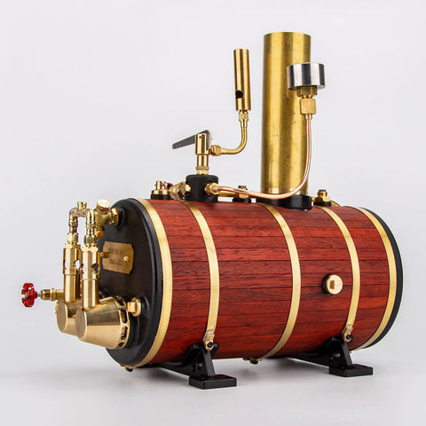 Copper Horizontal Steam Boiler With Insulation And Double Combustion Tube System, 850ml Capacity For Model Ship Engines, side view