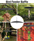 Heavy Duty 13 Inch Metal Bird Feeder Baffle Guard for Outdoor Hanging Weatherproof Black Shield in various garden settings