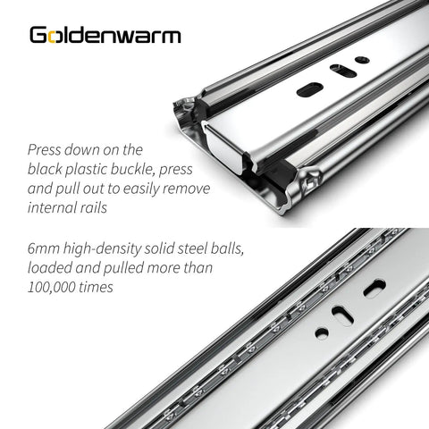 Beefy Heavy Duty 16 Inch Drawer Slides Without Lock 150 Lb Load Capacity Side Mount Full Extension Ball Bearing Cabinet Rail close-up