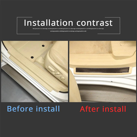 Toyota Land Cruiser Prado Door Sill Protectors Stickers Carbon Fiber Edge Guards Trim For 2010 2017 Models installation before after