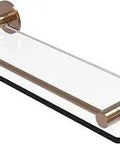 Fresno Collection 16 Inch Glass Vanity Rail Shelf in Brushed Bronze, solid brass, three-eighths inch tempered glass, sleek design