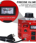 Power Up With a 2000VA Variable Transformer Voltage Regulator Converter, close-up of voltmeter and auto dial knob on device