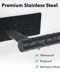 Self-Adhesive Toilet Paper Holder No Drill Matte Black Stainless Steel Wall Mounted for Bathroom with water droplets on it