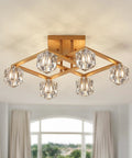 Farmhouse Chandelier With Orb Glass Globes And Oak Finish 6 Light Totally Rustic Vintage Pendant Light Fixture For Kitchen Island Dining Room Living Room Foyer And Entryway UL Listed in a modern room setting